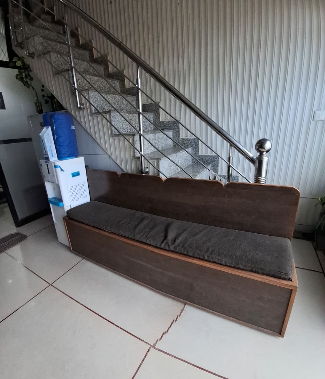 Clean reception seating with water station